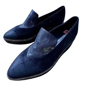 Antelope Black Metallic Suede  Platform Whimsy Chic Loafers Women's Shoes 39/8.5